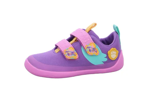 Affenzahn Kid's Barfußschuh Baumwolle Lucky - Sommerliche Barfußschuhe für Kinder - Sneaker für Jungen aus 100% Bio-Baumwolle in Creative Tukan/Lila; vegan und ideal für den Alltag; perfekt für kleine Entdecker!