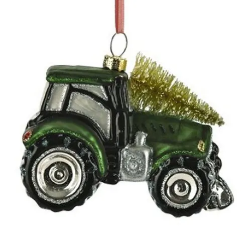Giftcompany Christbaumschmuck Christbaumschmuck Trecker mit Weihnachtsbaum Grün