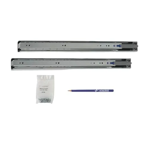 Schubladenschienen 450mm softclose Kugelführung - Vollauszug mit integrierter Dämpfung, 32-Systemlochung - 1 Paar