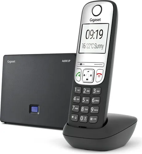 Gigaset A690IP DECT Telefon Schwarz - Festnetztelefon mit HD-Telefonie und integrierter VoIP-Funktion für klare Gespräche.