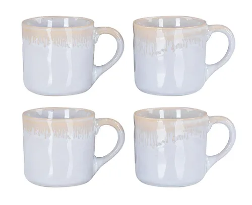 Levandeo® Becher, 4er Set Steingut Becher 350ml Tasse Grau Kaffeepott Tasse Modern