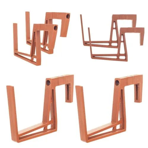 KADAX Balkonkastenhalter aus Plastik, Blumenkastenhalterung ohne Bohren, verstellbare Haken und Halter für Blumenkasten, Balkonkasten Halterung für Balkon (Ziegelrot 2-er Set)