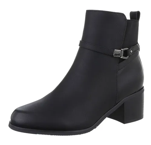 Ital-Design Damen Elegant Stiefelette (87650092) Blockabsatz Stiefeletten in Schwarz