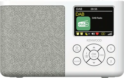 Kenwood DAB+ Radio CR-M33DAB-W - Bluetooth & 6,1' Display in Weiß - Tragbares DAB+ Radio für besten Klang und vielseitige Empfangsmöglichkeiten. Genießen Sie Musik kabellos via Bluetooth und nutzen Sie die praktische Uhrfunktion mit Weckmodus.