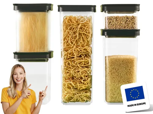 uandu Vorratsdosen Set – 5er Set luftdichte Aufbewahrungsboxen mit Deckel - Praktisches 5er Set luftdichter Vorratsdosen für die Küche, ideal zur Aufbewahrung von Lebensmitteln. Halten Sie Ihre Vorräte frisch und organisiert – ideal für Mehl, Müsli und Gewürze!