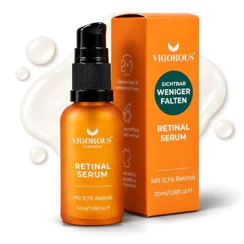 VIGOROUS® Retinal Shot | Anti falten Creme | 30ml Anti Aging Retinal Serum | 0,1% Retinal, 5% Niacinamide, Squalan, Retinoid, hyaluron Face care für Damen & Herren gegen Pigmentflecken - made in Germany