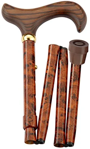 Gehstock Faltstock BIRDEYE, eleganter Derbygriff aus Hartholz, aufgesetzt auf einen Stock aus stabilem Leichtmetall im Birdeye-Design, höhenverstellbar, faltbar, inklusiv Schlankpuffer.