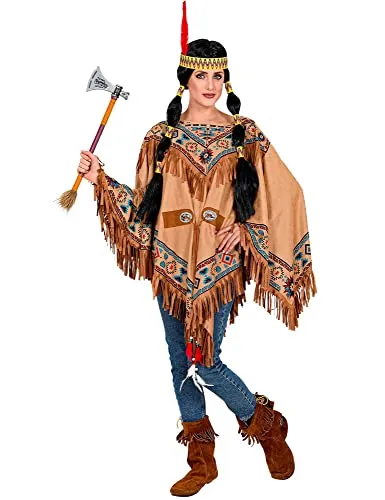 W WIDMANN MILANO Party Fashion - Kostüm Indianer Poncho, ideal für Fasching, Karneval und Mottopartys mit bunten Azteken Mustern