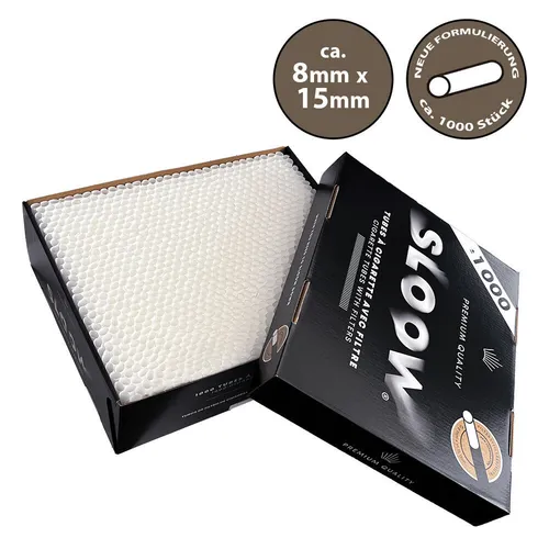 Sloow Papier Filter Hülsen 8mm in Schachtel Zigarettenhülsen Filterhülsen 1000