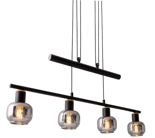 NÄVE Pendelleuchte 7090422, 40W, 4xE14 - Moderne Pendelleuchte in schwarz/natur, ideal für stilvolle Beleuchtung in Wohnräumen, schafft eine gemütliche Atmosphäre.