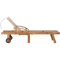 vidaXL Sonnenliege mit Auflage Beige aus massivem Teakholz - Gartenliegen aus wetterfestem Teakholz, verstellbare Rückenlehne in 4 Positionen für optimalen Komfort, inklusive bequemer Auflage.