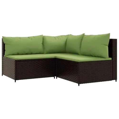 vidaXL Garten Lounge Set 3-TLG. - Elegantes Modular Sofa für Garten und Terrasse - Gartenmöbel Set mit wetterfestem Poly Rattan, robustem Stahlgestell und bequem gepolsterten Kissen für höchsten Sitzkomfort. Perfekt zum Entspannen oder für Mahlzeiten im Freien.