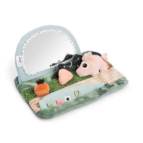 Done by Deer Tummy Time Activity Spiegel Tiny Farm - Babyspielzeug mit Spiegeln für spielerische Entwicklung ab 3 Monaten. Vielfältige sensorische Elemente fördern den Hör- und Tastsinn, während der anpassbare Spiegelwinkel die ersten Entdeckungen in der Bauchlage unterstützt.