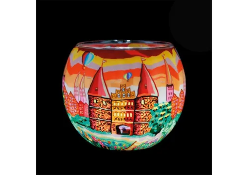 Teelichthalter Leuchtglas Rund Kerzenhalter Glas Teelicht Lübeck 21628