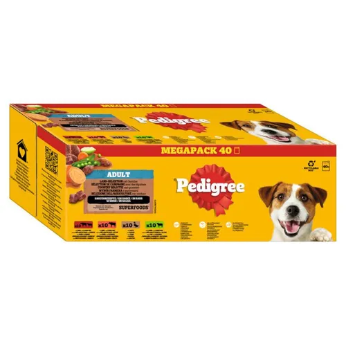 PEDIGREE HUNDENASSFUTTER HUNDEFUTTER MEGAPACK PORTIONSBEUTEL 40 x 100g IN SAUCE
