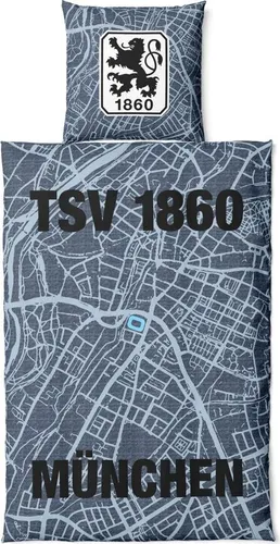 TSV 1860 München Bettwäsche Set mit Stadtplan ** 2-teilig, 135 x 200 cm