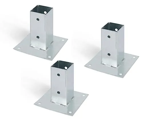 Alberts Aufschraubhülse für Vierkantholzpfosten, feuerverzinkt 61 x 61 mm - Pfostenträger & Bodenhülsen, ideal für stabile Befestigungen von Vierkantpfosten, inklusive 3 Stück und feuerverzinktem Stahl für hohe Langlebigkeit.