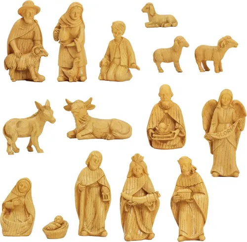 Krippenfigur Krippenfiguren modern, Holzoptik (15 St)