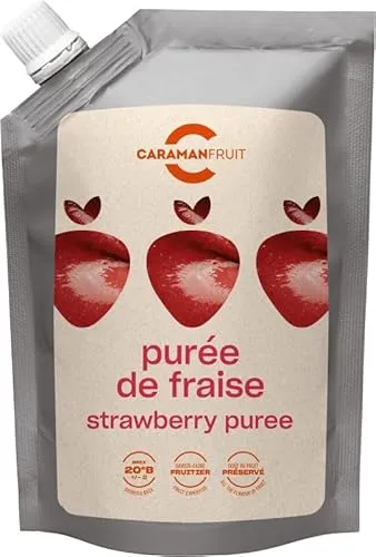 Caramanfruit Erdbeere-Frucht-Püree - 1kg - intensiv süße Erdbeeren, Beeren-Püree, frei von Farb- und Konservierungsstoffen, für Cocktails, Müsli, Porridges, Smoothies, als Sorbet oder Eis (1er)