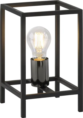 JUST LIGHT LED Tischlampe FABIO Vintage Rahmen aus Eisen, inkl. Schnurschalter schwarz Wohnzimmer, Esszimmer, Schlafzimmer, Flur, Küche