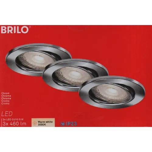Briloner 3er LED Einbauleuchte, Ø 8,6 cm, 5 W, Chrom