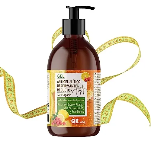Qknatur – Anti-Cellulite- und straffendes Reduzierungsgel (500 ml). Mit 6 Wirkstoffen natürlichen Ursprungs für die Anti-Cellulite-Massage Maderoterapia