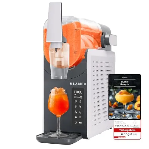 KLAMER Slush-Eismaschine - Slushy-Maker mit 5 voreingestellten Programmen für Slushies, Cocktails und mehr. Der 2-Liter-Tank und die Reinigungsautomatik machen die Zubereitung und Pflege kinderleicht!