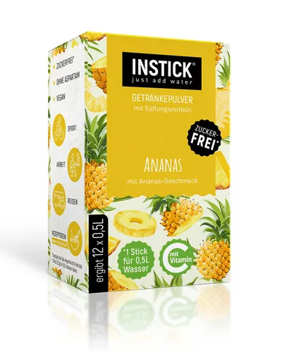 INSTICK Ananas für 12 x 0,5 L zuckerfreies Getränk