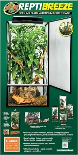 Zoo Med Reptibreeze Freiluft Aluminium Gaze Terrarium - Zubehör für Terrarien - Praktisches Freiluftterrarium aus rostfreier Aluminiumgaze, ideal für kletternde Echsen mit einfacher Reinigung und Zugang.
