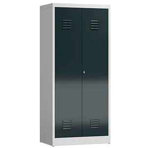 Steelboxx Mehrzweckschrank Spind 1800 x 800 x 500 mm - Hochschrank mit 2 Abteilen, ideal für Umkleiden und Pausenräume. Komplett verschweißt und montiert, keine Montage erforderlich. Langlebige Stahlkonstruktion mit optimaler Aufbewahrungslösung.