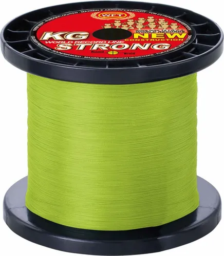 WFT 0,18mm 22kg Strong Chartreuse - 1000m geflochtene Schnur - Angelschnur für Salzwasser- und Süßwasserangeln, abriebfest und hochsichtbar in Chartreuse, ideal für erfolgreiche Angelausflüge.