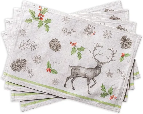 Maison dHermine Weihnachten Tischsets in 100% Baumwolle 4pcs 33x48 cm