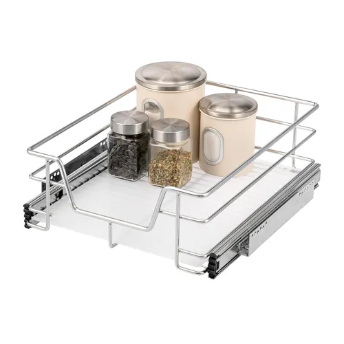 bremermann Teleskopschublade für 45 cm Schrank mit Einlegeboden - Küchenschubladeneinsätze - Optimale Raumausnutzung mit Teleskop-Vollauszug für einfachen Zugriff auf alle Gegenstände, langlebig und einfach zu montieren.