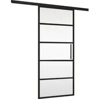inova wohnen Glasschiebetür Klarglas mit schwarzen Streifen, 88 x 203,5 cm - Drohnen, stilvolle Klarglas-Schiebetür mit Softclose-Funktion, ideal für einen modernen Innenbereich und platzsparende Lösungen.