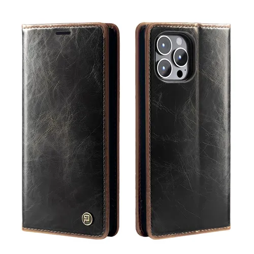 Handy Hülle für Apple iPhone 16 Pro Handyhülle Case Klapphülle RFID Dunkelbraun