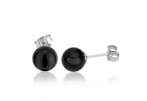 NKlaus Paar Ohrstecker Paar echte Onyx Ohrstecker 925 Sterlingsilber rhod