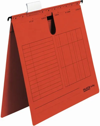 Falken Hefter Hängehefter UniReg - 230g Kraftkarton, praktische und robuste Heftung in leuchtendem Rot, VE=5 Stück