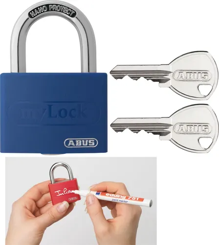 ABUS Vorhängeschloss T65AL/40 myLOCK - individuell beschreibbar - Spindschloss