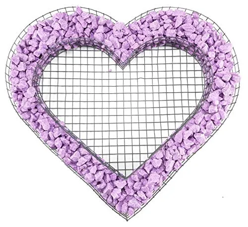 Gartenwelt Riegelsberger Herz Gitter mit bunten Steinen Viola für Allerheiligen Grabschmuck Herz-Gitter Grabgestaltung Grabdeko Pflanzschale Herzgitter