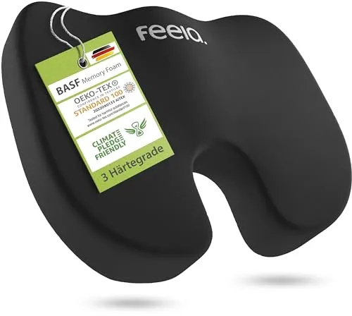 feela.® Orthopädisches Autositzkissen – TESTSIEGER für besseren Sitzkomfort - Kfz-Sitzkissen mit 3 Härtegraden für optimale Druckentlastung und ergonomisches Sitzen. Ideal zur Linderung von Rückenschmerzen beim Autofahren.