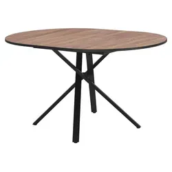 ML-Design Esstisch ausziehbar rund 100-140 cm Braun-Holzoptik Esszimmertisch für 4-6 Personen, Küchentisch mit X-förmiges Stahlgestell, Moderner... - Braun