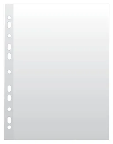 DONAU 1772100PL-00B Prospekthüllen Gelochte Klarsichthüllen für Dokumente Papiere Akten Ordner/ PP Din A4, Glasklar Kristallin Klarsicht-Folien Transparent 50 mikron, 100 stk. Karton