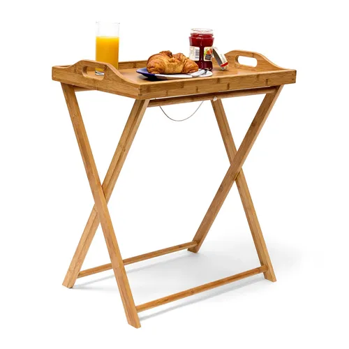 Leichter Tabletttisch aus Bambus - Praktischer Klapptisch und Serviertisch, abnehmbar und ideal für drinnen und draußen. Mit einem Gewicht von nur 2,28 kg ist er perfekt für flexible Nutzung.