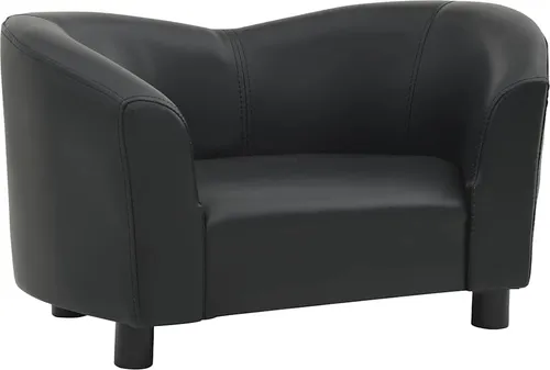 vidaXL Hundesofa Schwarz 67x41x39 cm Kunstleder - Hundebett für kleine Hunde und Katzen, aus pflegeleichtem Kunstleder mit rutschfesten Holzbeinen für Stabilität und Komfort.
