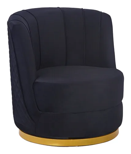 Drehsessel SALESFEVER, schwarz mit 360° Drehfunktion - Sessel aus Samt in elegantem Schwarz, mit goldfarbenem Sockel und 360° Drehfunktion für höchsten Sitzkomfort und stilvolles Design.