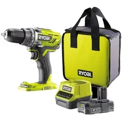 RYOBI 18V 2Ah Akku-Bohrschrauber - Akkuschrauber mit 18V, ideal für präzises Arbeiten dank Sicherheitsmerkmalen und kompakter Aufbewahrung, perfekt für Heimwerkerprojekte.