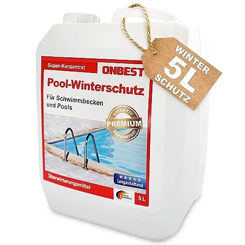 ONBEST Effektiver Pool-Winterschutz Überwinterungskonzentrat gegen Algen, Ablagerungen & Schmutz im Wasser – Flüssiges Winterpflegemittel für Ihren Pool/Schwimmbad – 3 L oder 5 L Wintermittel