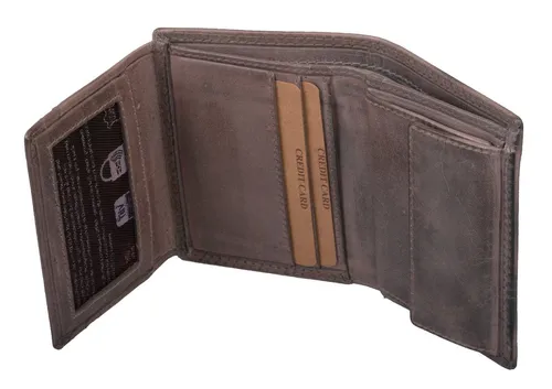 GlücksNugget Geldbörse Echtleder Kombibörse, grau