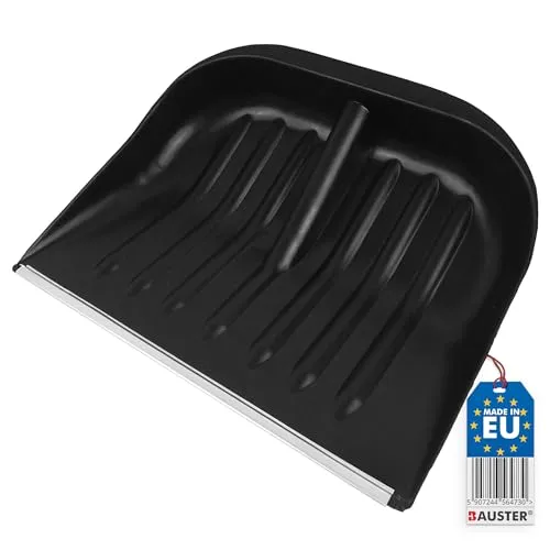 BAUSTER® Schneeschaufel 38x47,5 cm Aluminiumkant, Kunststoff Blatt Schneeschieber ohne Stiel Schiebekante Schaufel Robust Widerstandsfähig Große Schaufel für Sägemehl Aluprofil