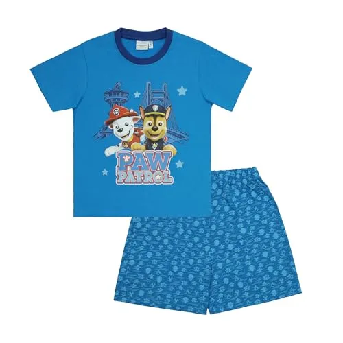 PAW PATROL Pyjama kurzer Schlafanzug Jungen Chase Marshall Hunde (Gr. 110)